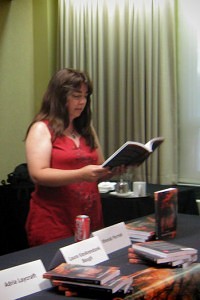 Adria Laycraft reading from her story, Water Sense, at the Fae launch at WWC 2014