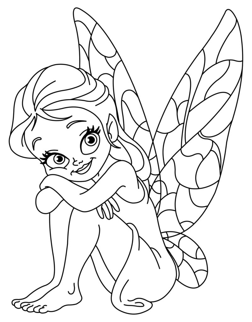 Outlined illustration of an adorable fairy